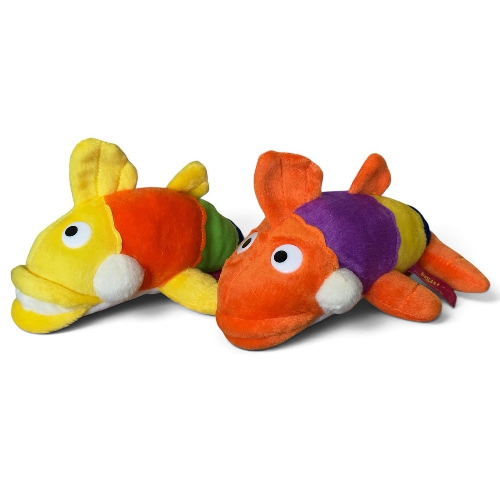 Lot Of 2 Fish Philosophy Pete the Perch 8" Plush Stuffed Toys Colorful